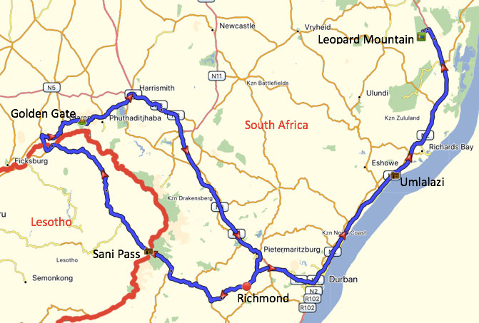 A map of our route.