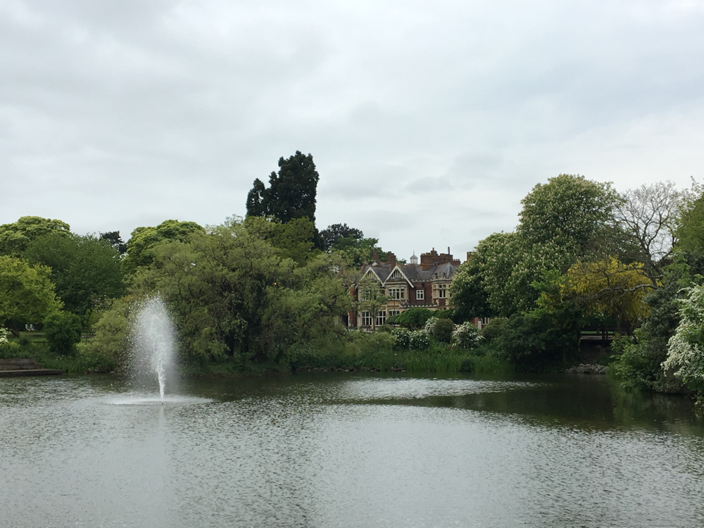 The house and lake at Bletchley Park.