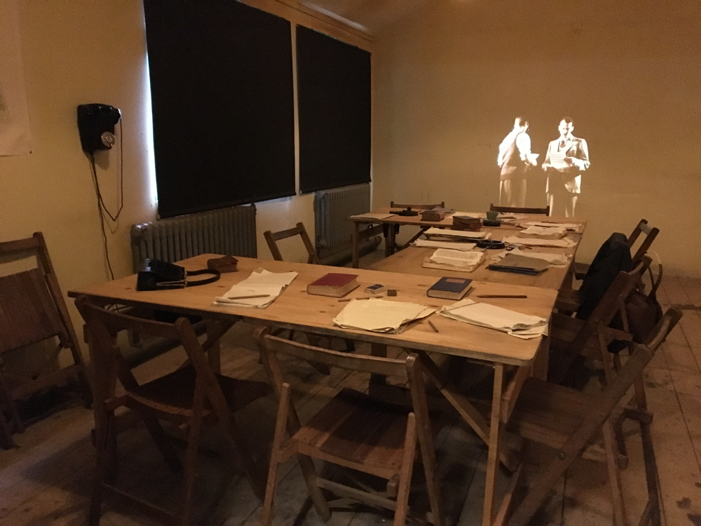 A room set up to show code brakers working together.