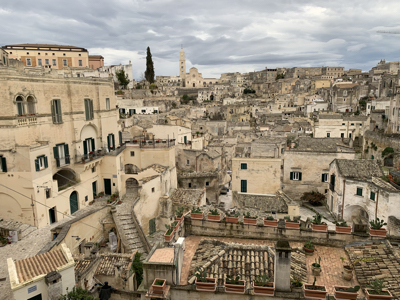 Narrow streets and steep steps in Matera