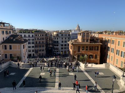The view from the Piazza Trinità dei Monti at the top of The Spanish Steps.