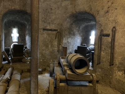 Cannons inside the fortress.