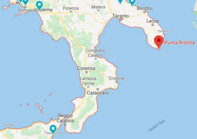 Map showing the location of Punta Ristola