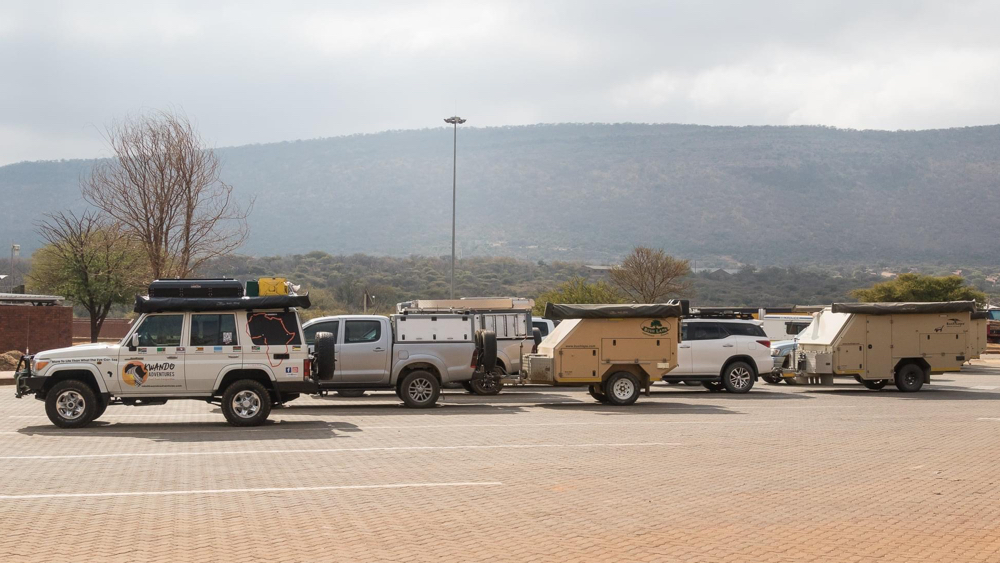 Our vehicles at the Botswana Border Post.