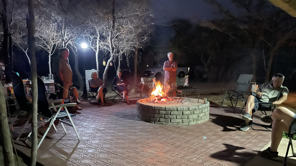 Evening camp fire.