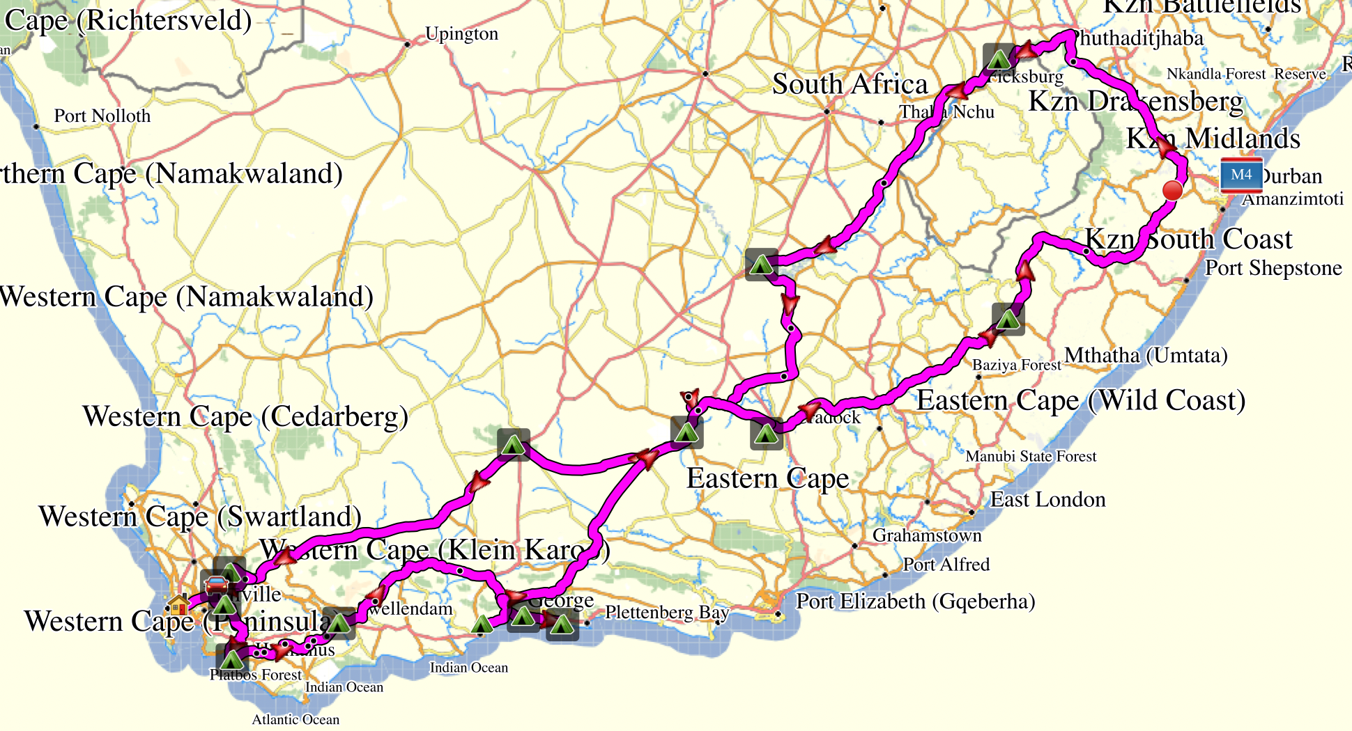 Map of our route.