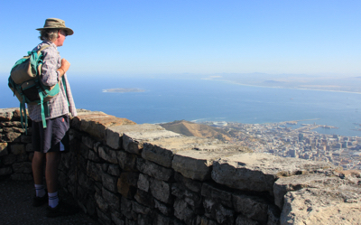 Kevin looking out from the top of Table Mountain.