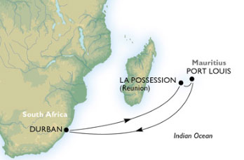 Map showing ship's route.